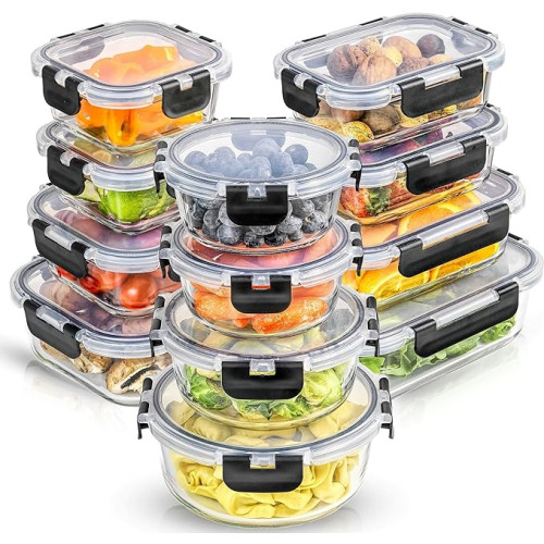 JoyJolt JoyFul Glass Storage Containers - Airtight Food Storage