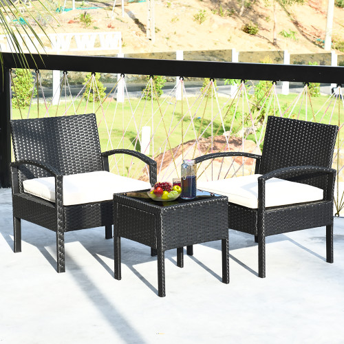 Costway 3PCS Patio Rattan Furniture Set - Outdoor Furniture