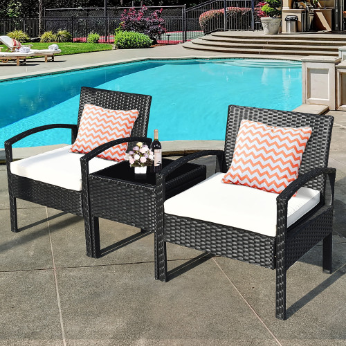 Costway 3PCS Patio Rattan Furniture Set - Outdoor Furniture