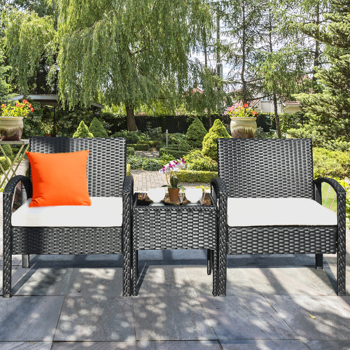 Costway 3PCS Patio Rattan Furniture Set - Outdoor Furniture