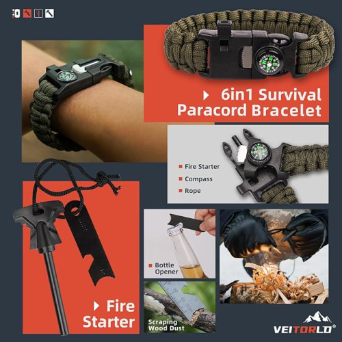 VEITORLD Gifts for Men - Survival Gear and Equipment 12 in 1
