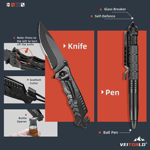 VEITORLD Gifts for Men - Survival Gear and Equipment 12 in 1