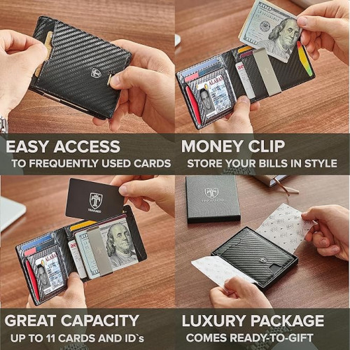 TRAVANDO Slim Wallet with RFID Block & Money Clip - Stylish Security